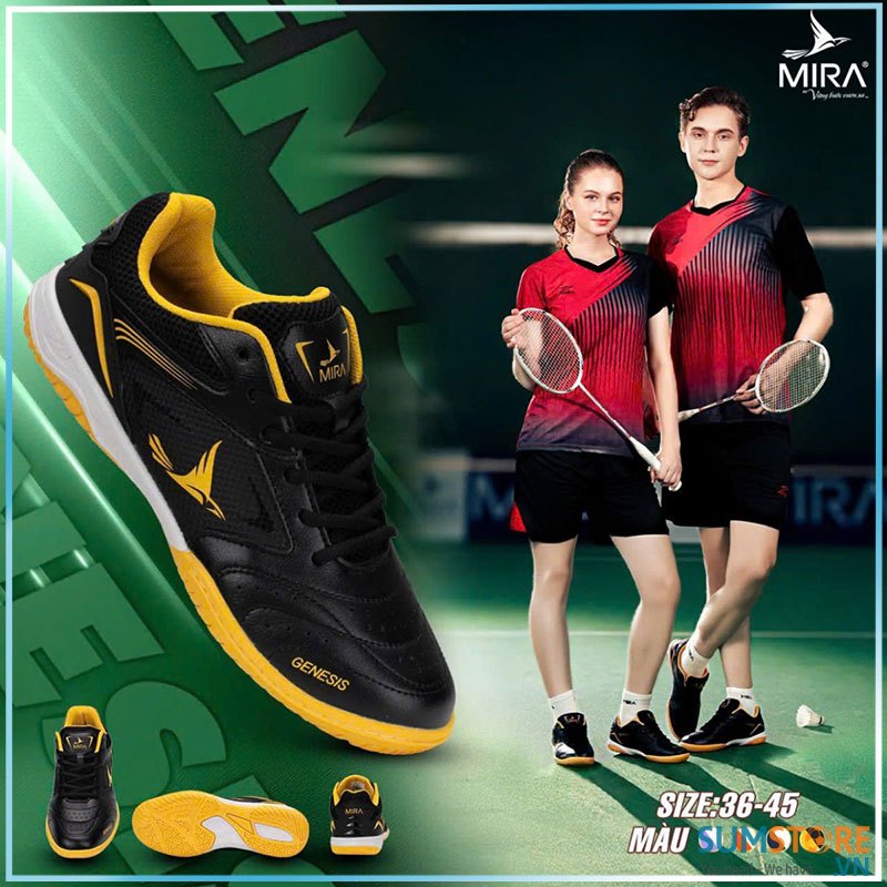 Giày Cầu Lông Mira Genesis Màu Đen - Giày Thể thao Phù Hợp Cho Cả Nam Nữ