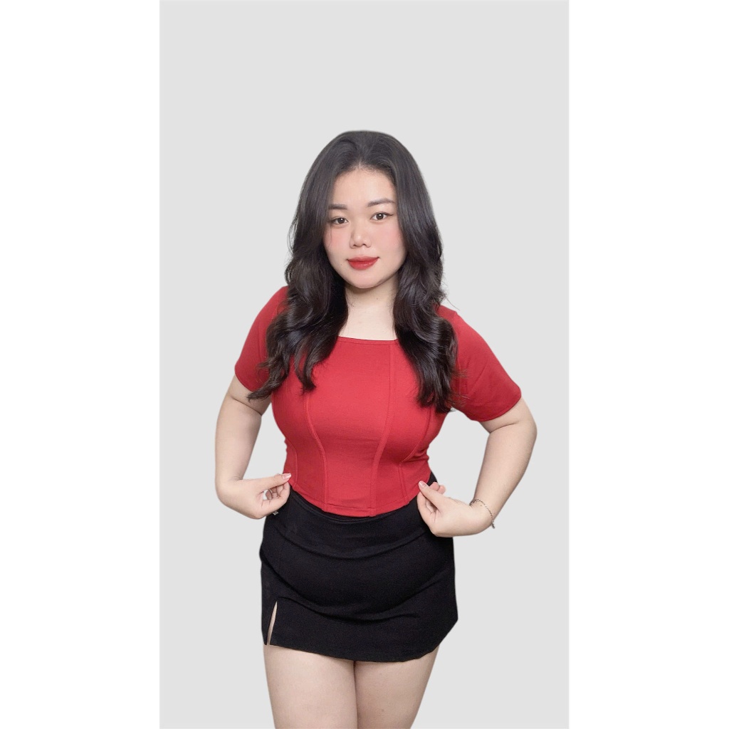 Áo thun cổ U xương cá nữ Bigsize - A23