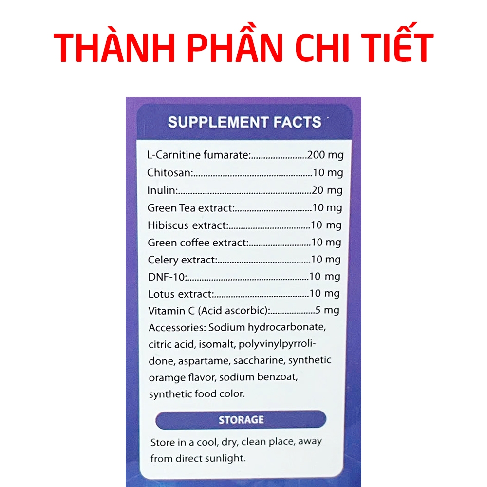 Viên sủi thảo dược hỗ trợ giảm cân Detox Slim hỗ trợ chuyển hóa chất béo - Tuýp 20 viên