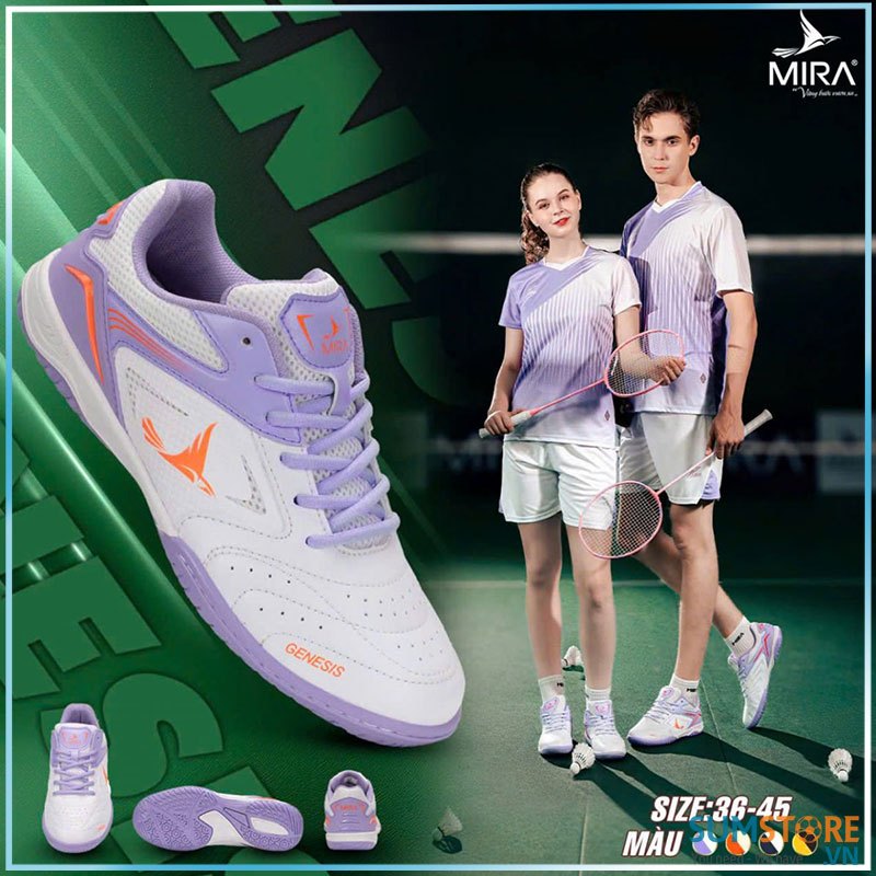 Giày Cầu Lông Mira Genesis Màu Tím - Giày Thể thao Phù Hợp Cho Cả Nam Nữ