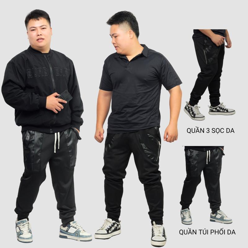 Quần Jogger Bigsize nam túi da chất nỉ thiết kế thời trang BS COUTURE