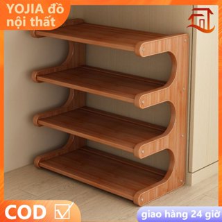 Giá để giày Kệ để đồ bằng gỗ nhiều tầng, kệ dép đồ dọc, kệ đựng đồ bằng tre đơn giản Giá giày dép