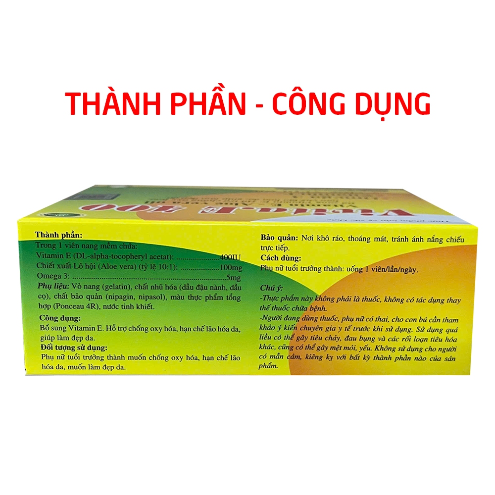 Vivita.E 400 (vỉ 30 viên) bổ sung vitamin E 400iu giúp đẹp da, ngừa lão hóa da - 30 viên