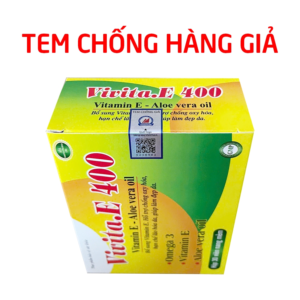 Vivita.E 400 (vỉ 30 viên) bổ sung vitamin E 400iu giúp đẹp da, ngừa lão hóa da - 30 viên