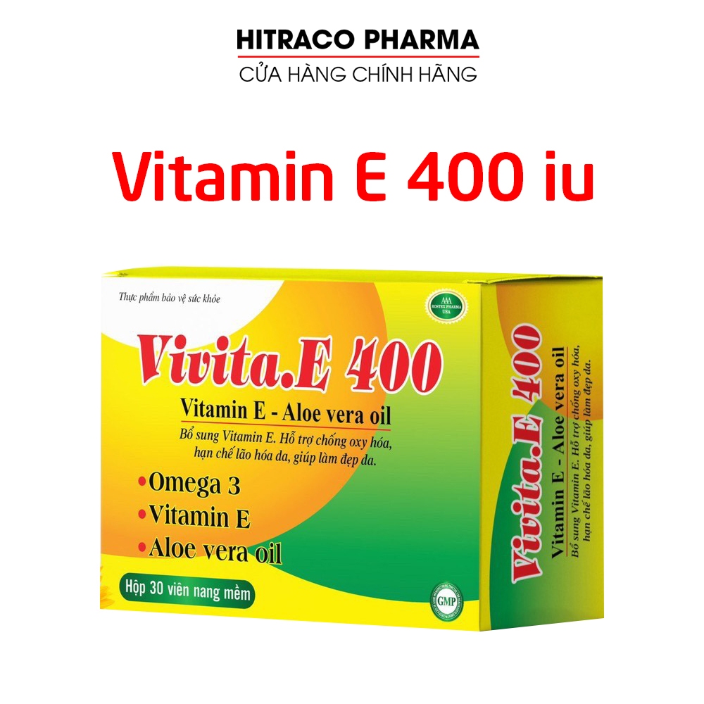 Vivita.E 400 (vỉ 30 viên) bổ sung vitamin E 400iu giúp đẹp da, ngừa lão hóa da - 30 viên