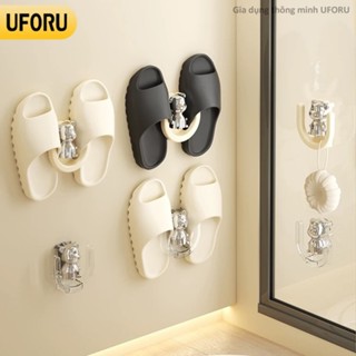 Combo 4 móc treo dép chữ U dán tường treo đồ phụ kiện nhà tắm decor hình gấu bạc chất liệu nhựa ABS cao cấp - UF569