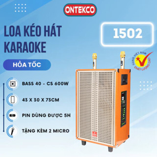 Loa kéo gỗ Ontekco 1502/ 1202/ 8002 Bass 40- 30- 20 kèm 2 micro không dây chuyên nghiệp, Công suất lớn