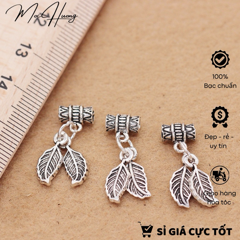 [S925] Charm bạc treo lá đôi - MH279