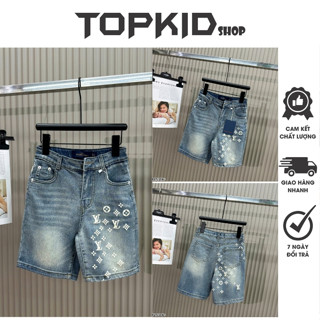  Quần Short Jean Bé Trai LV In Hoạ Tiết Cực Nổi - Quần Short Cho Bé | Topkid Shop 