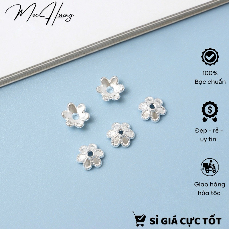 [S925] Set 2 Charm bạc ốp cánh hoa 5.2mm - MH249