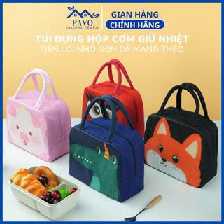  Túi đựng hộp cơm giữ nhiệt có khóa kéo thiết kế in hình thú đáng yêu 
