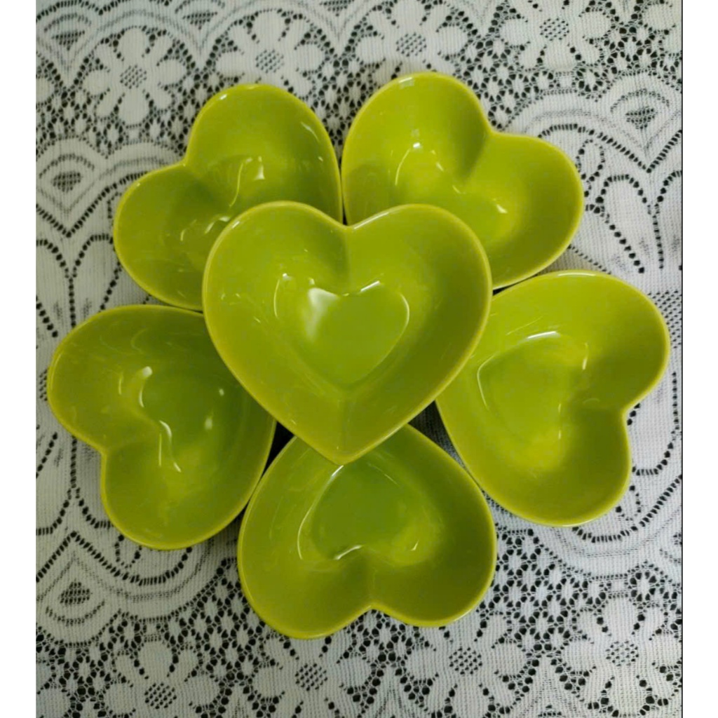 Set bát tim sứ màu xanh lá