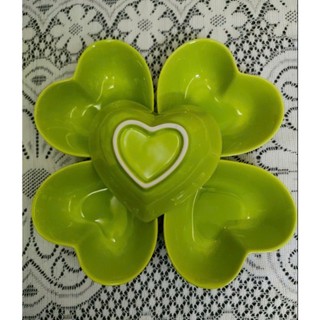 Set bát tim sứ màu xanh lá