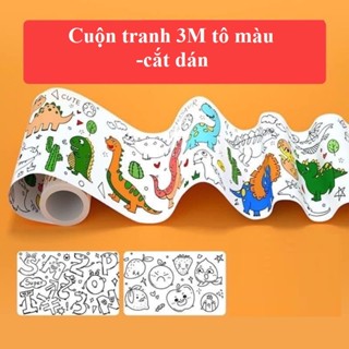 (HCM) - Tranh Decal Tập Tô Màu Cắt Dán Tường 3M cho bé,Cuộn tranh Graffiti DIY có thể cắt hình có sẵn keo dán dễ gỡ