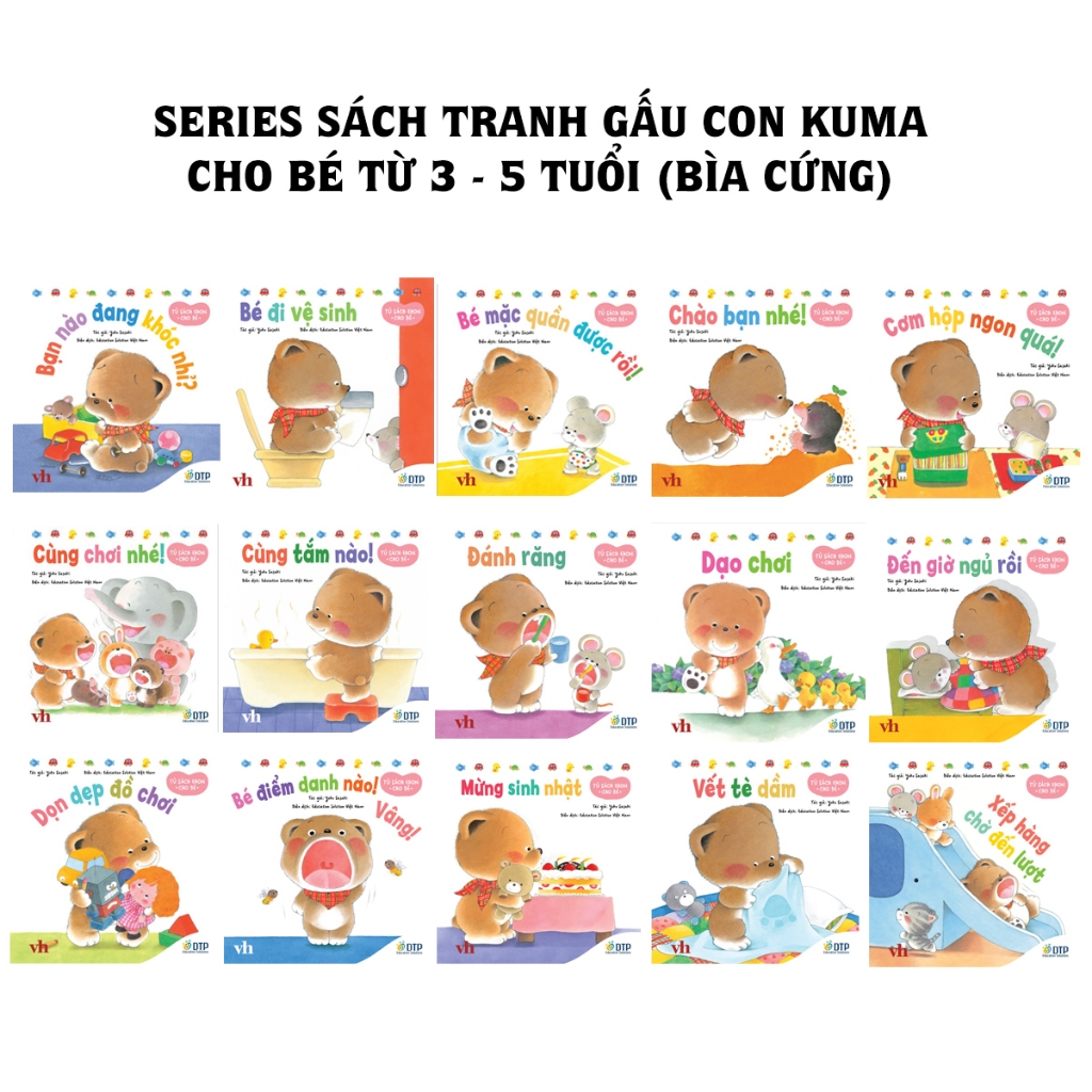 Sách - Dtpbooks - Tủ sách Ehon cho bé - Series gấu con Kuma (Bìa cứng)