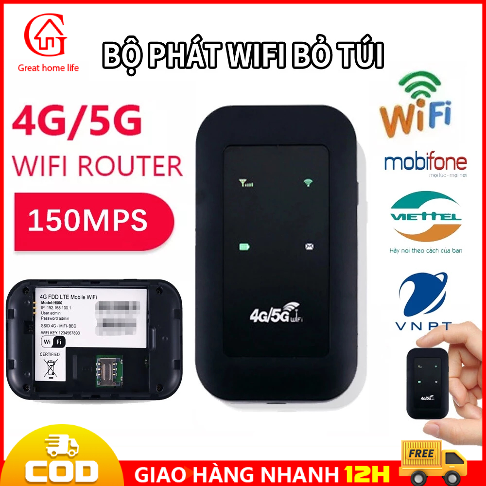 【🔥COD】WiFi di động 4G/5G 150Mbps, bạn có thể tận hưởng WIFI tốc độ cao sau khi lắp thẻ SIM, hỗ trợ tất cả các nhà mạng