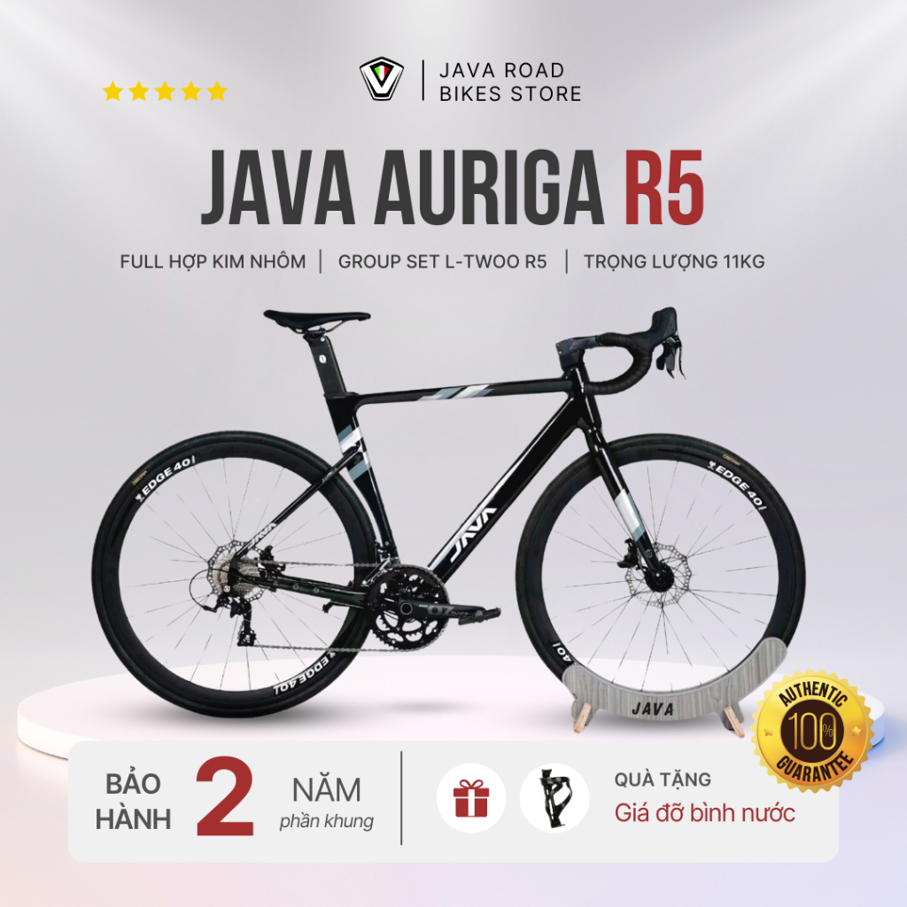 Xe đạp road bike tay đề lắc, phanh dầu Java Auriga 2024 màu đen - bộ chuyển động L-twoo R5