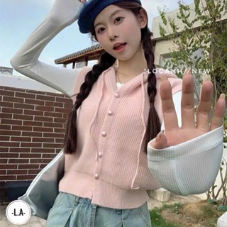  Áo gile nữ  áo gile len nữ có mũ cài cúc dáng ngắn chất len dệt kim mềm hàng QCCC loại 1 phong cách vintage trẻ trung 