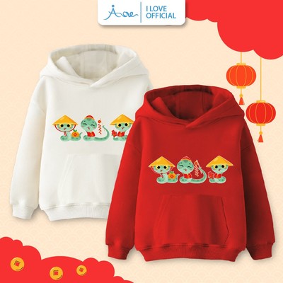 AORE-Áo hoodie Tết, Chúc mừng năm mới cho bé, áo nỉ dài tay chất mềm mịn, co giãn cho bé trai bé gái mặc chơi Tết