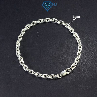 Lắc tay bạc nam mắt xích vuông bản 5mm phong cách đơn giản LTA0181 - Trang Sức TNJ