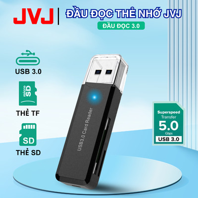 Đầu Đọc Thẻ Nhớ JVJ USB 3.0, Đầu Đọc Thẻ Nhớ SD/TF/Micro SD Tương Thích Với Laptop, Máy Tính,...