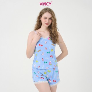 Bộ short thun cotton, áo 2 dây phối ren với họa tiết đặc trưng Noel BST032S11