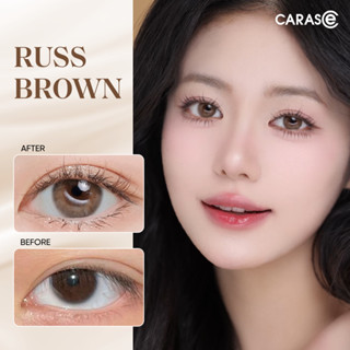 Kính áp tròng khoá ẩm 24H 1 Ngày Màu Nâu CARASE, lens cận RUSS BROWN (1 bên mắt)