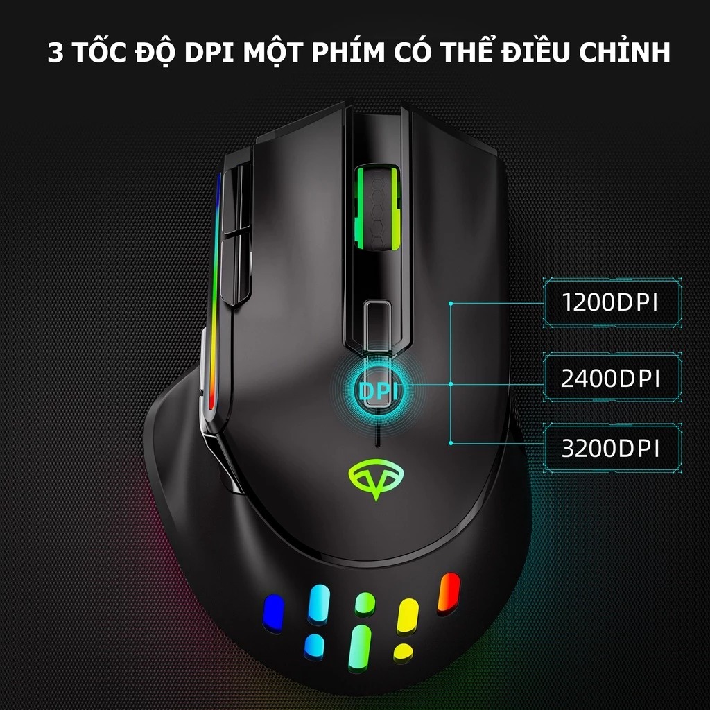 Chuột gaming không dây dark ailen D4 - LED RGB - Công thái học - chơi game - tác vụ văn phòng | BigBuy360 - bigbuy360.vn