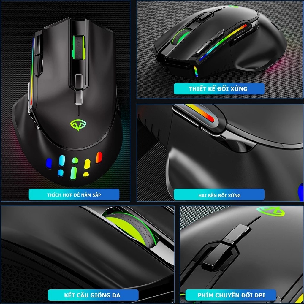 Chuột gaming không dây dark ailen D4 - LED RGB - Công thái học - chơi game - tác vụ văn phòng | BigBuy360 - bigbuy360.vn