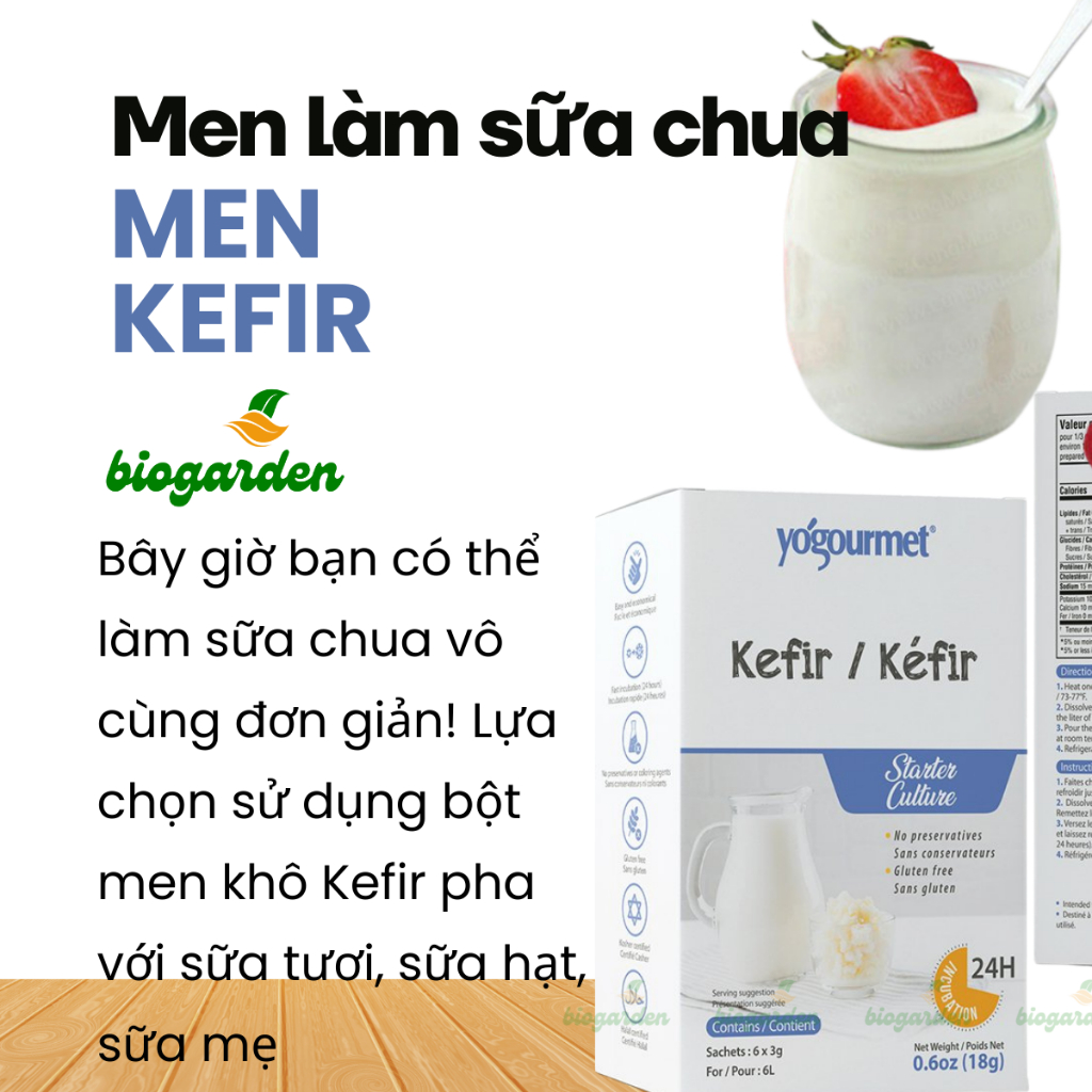 Men Kefir làm Sữa chua lợi khuẩn Yogourmet (Yogurt Starter) - Ăn kiêng - Ăn thực dưỡng - Bio Garden