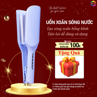 Máy Uốn Tóc Hippie Trục Uốn 32mm Máy Dập Xoăn Sóng Lơi Rãnh Sâu Thiết Kế Cao Cấp, Chất Liệu Gốm Sứ Ion Âm