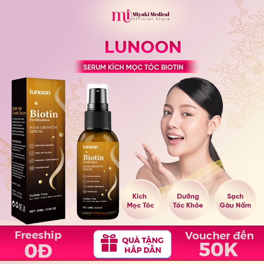Tinh Chất Mọc Tóc Biotin LUNOON - Xịt Mọc Tóc LUNOON Dưỡng Tóc Mọc Chắc Khỏe Và Bóng Mượt, Cải Thiện Tóc Thưa Hói