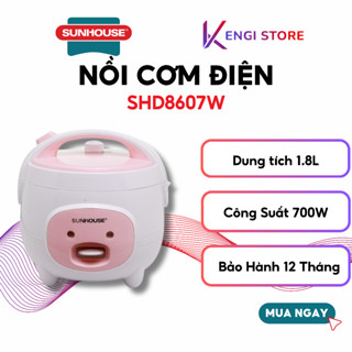 [Hàng Chính Hãng] Nồi Cơm Điện 1.8L Sunhouse SHD8607W - Bảo Hànnh Toàn Quốc 12 Tháng