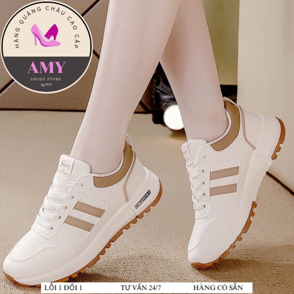 Giày Thể Thao Sneaker Nữ Chất Liệu Da  Phong Cách  Hàn Quốc Trẻ Trung Năng Động Mã QR02