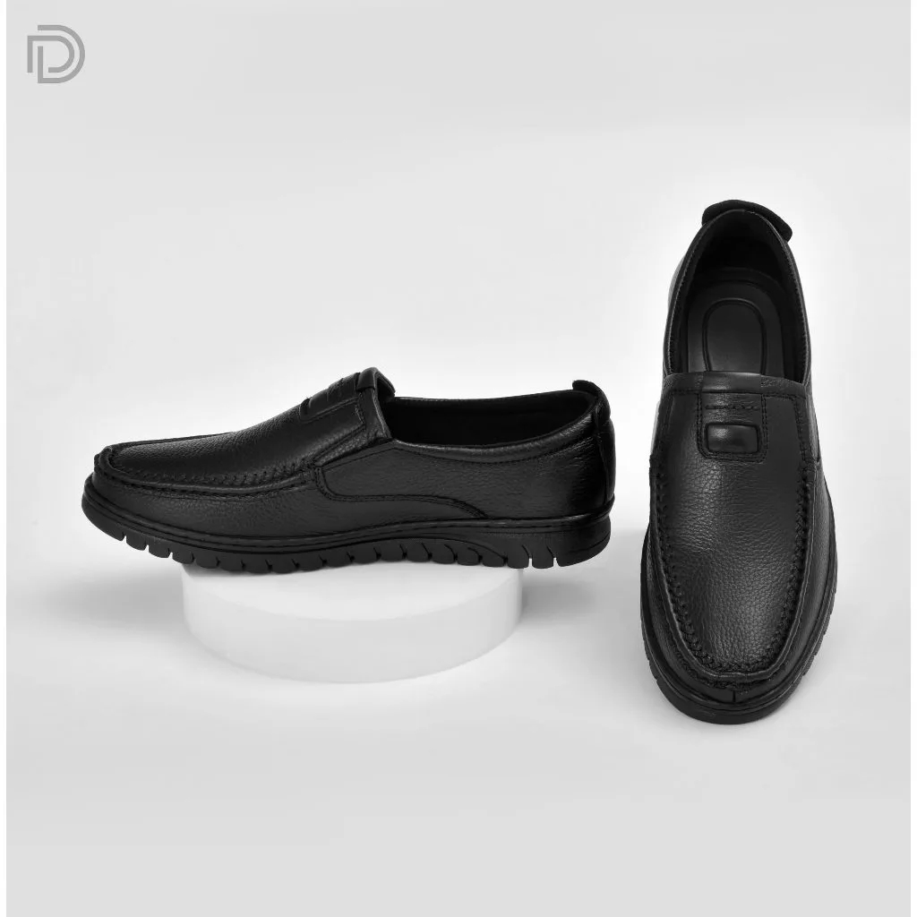 Giày Lười Nam G03 Chất Liệu Da Bò Đế Cao Su Êm Ái Mã G06 Màu Đen