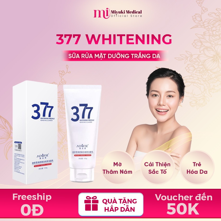 Sữa Rửa Mặt 377 WHITENING – Giải Pháp Toàn Diện Cho Da Sáng, Mụn, Tàn Nhang, Trẻ Hóa Da 100g