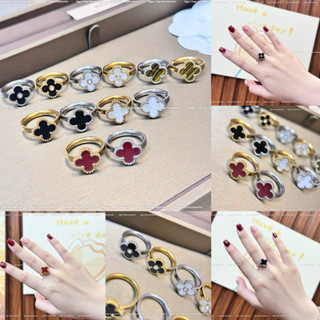 Nhẫn titan cỏ bốn lá không han gỉ, nhẫn cỏ 4 lá thời trang cao cấp