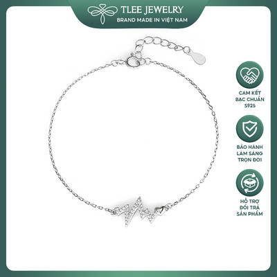 Lắc tay bạc nữ TLEE nhịp tim đính đá TLEE JEWELRY LT0268