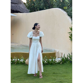 Fleur Dress - Đầm Linen Maxi Xẻ Chân Cùng Nơ Lưng ( ảnh chính chủ )