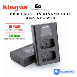 Dock sạc đôi LCD Kingma NP-FW50 cho Sony A6400, ZV-E10, A6500, A6000, A7II...