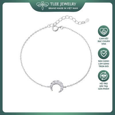 Lắc tay bạc nữ TLEE mặt trăng khuyết đính đá Luna Moon TLEEJEWELRY LT0267