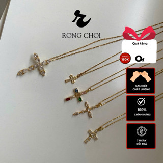 Vòng cổ nam RONG CHƠI - Vòng cổ nam dây mảnh mặt thánh giá đính đá chất liệu thép không gỉ mạ vàng gold