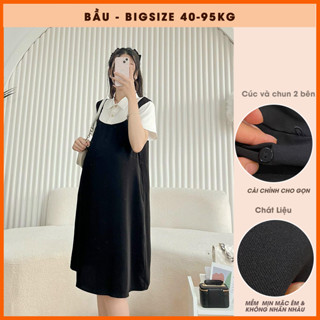 40-95kg Đầm bầu công sở pha trắng kẻ - Váy bầu đi làm có cổ liền yếm lịch sự có sẵn tại shop Oanhltk
