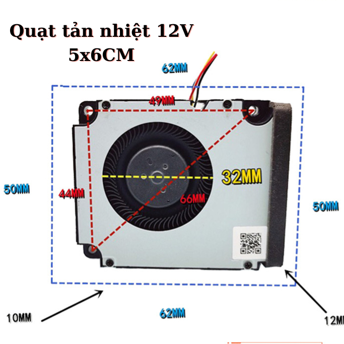 Quạt tản nhiệt 12V 5x6.5CM chữ nhật chính hãng Deta 12V0.24A chạy êm Fan 12V mini ShopLinhKienM2M