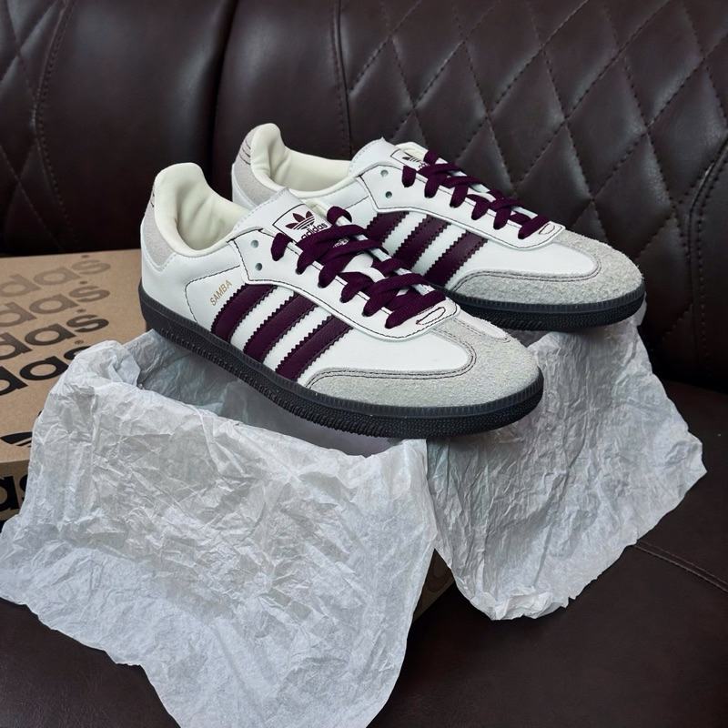 Siêu Phẩm Giày Thể Thao [ Giày thể thao Sneaker 91 ] Giày samba OG Wonder whiter maroon Giày samba og sọc đỏ mận