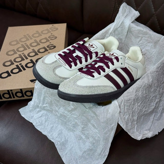 Siêu Phẩm Giày Thể Thao [ Giày thể thao Sneaker 91 ] Giày samba OG Wonder whiter maroon Giày samba og sọc đỏ mận