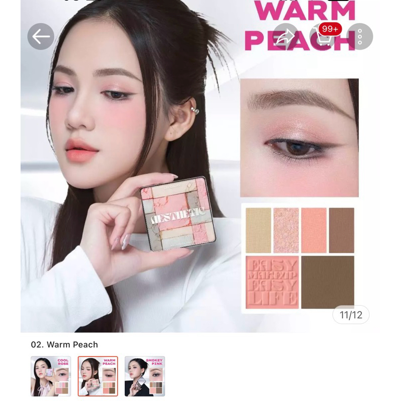 Bảng mắt lemonade mới màu 02 warm peach y box, tặng kèm mascara