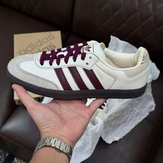 Siêu Phẩm Giày Thể Thao [ Giày thể thao Sneaker 91 ] Giày samba OG Wonder whiter maroon Giày samba og sọc đỏ mận