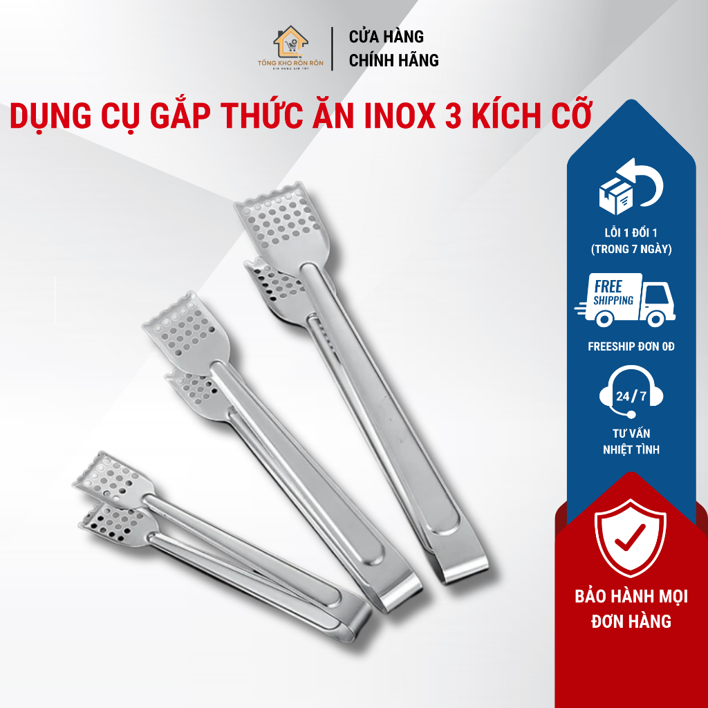Gắp thức ăn inox cao cấp, chắc chắn 3 kích cỡ
