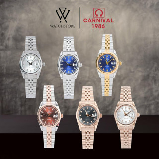 Đồng Hồ Nữ Carnival 8131L Kính Sapphire Dạ Quang Đính Đá Size Mặt 30mm Chống Nước Dây Kim Loại Chính Hãng - Watchstore